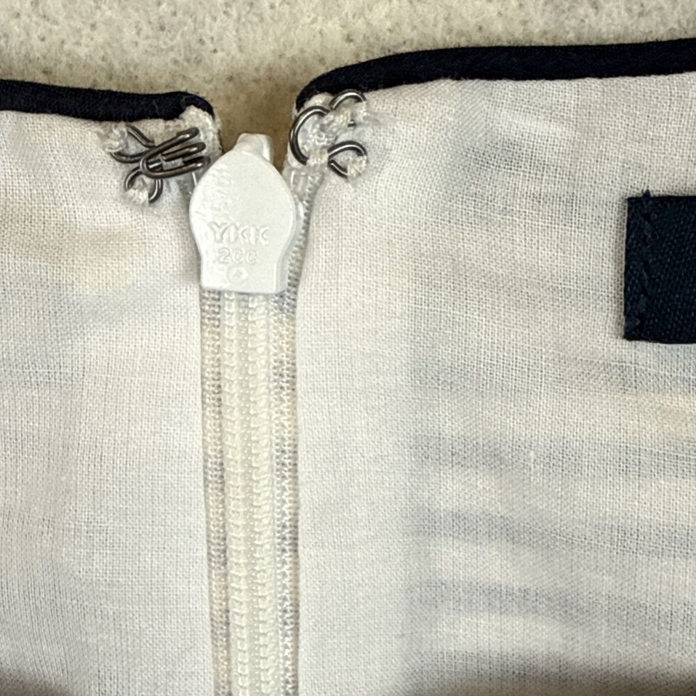 Brooks Brothers Stripe Floral Cut Out Dress 8 Blue White Applique Hem Sleeveless - Picture 5 of 16